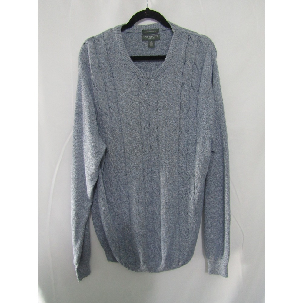 Lyle‎ & Scott XL Sweater Blue Cotton Cable Knit Pullover Scotland Coastal Fall